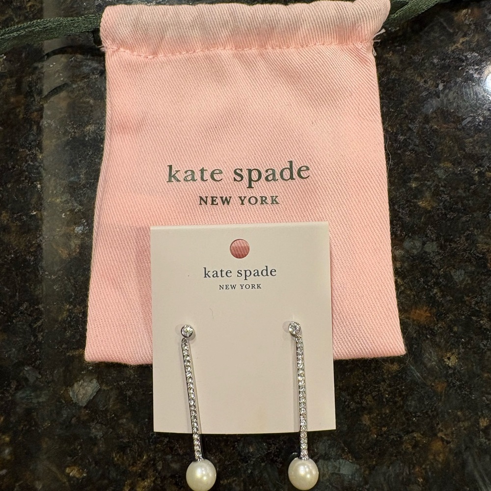 Kate Spade Silver and Pearl Drop Earrings
